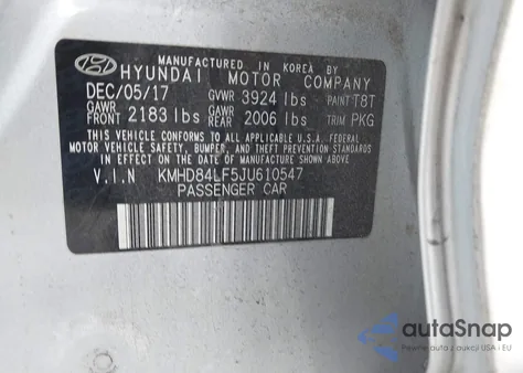2018 Hyundai Elantra Sel from USA, damaged, VIN KMHD84LF5JU610547